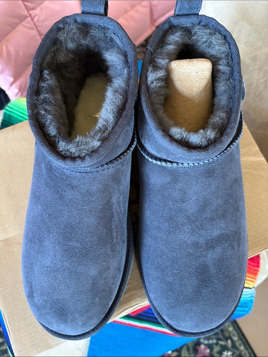 UGG Shoes - UGG Women's Slate Blue Suede Shearling Lined Ankle Booties